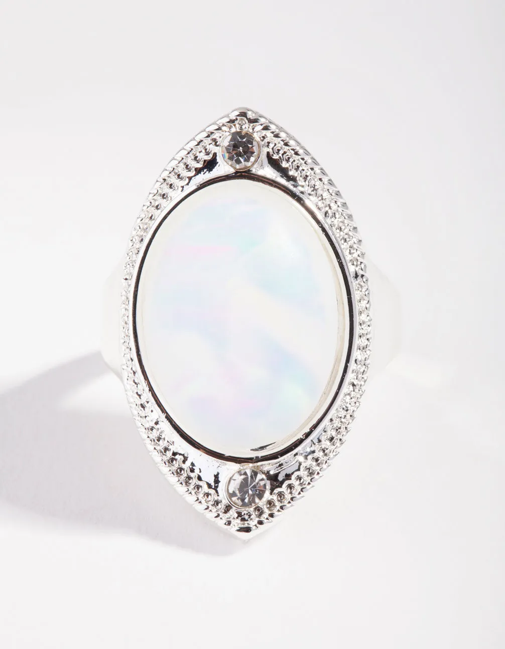 Silver Moonstone Shield Ring