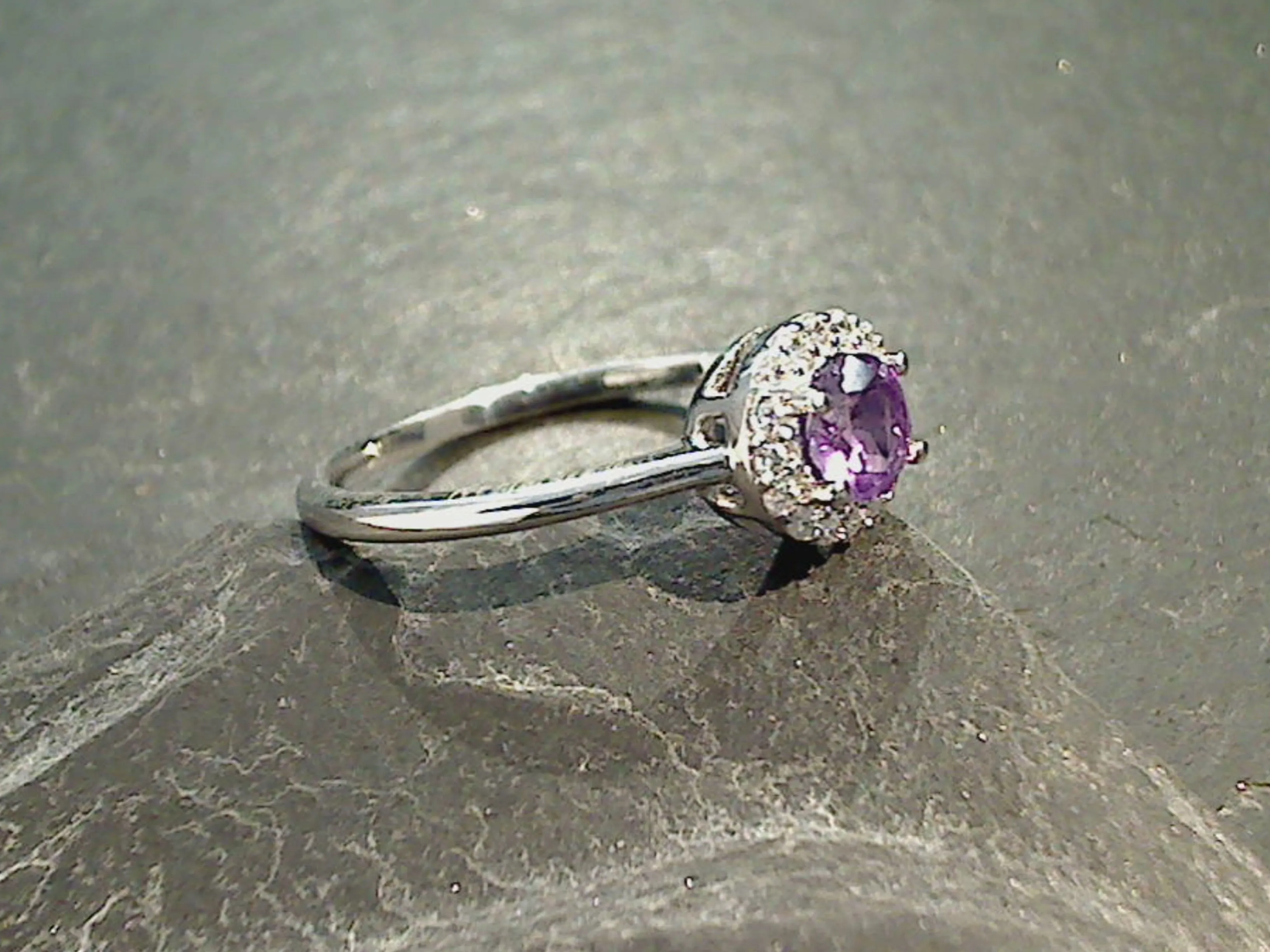 Size 5 Amethyst, CZ, Sterling Silver Ring