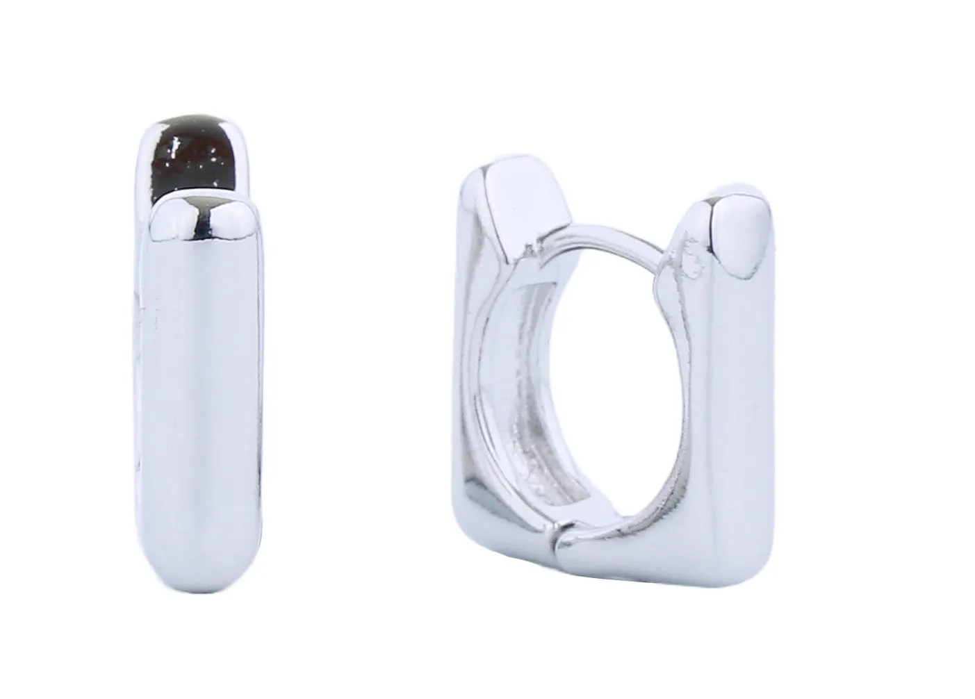 SJE310280 14K Dipped Rectangular Hoop Huggie Earrings