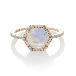 SMALL BELOVED DIAMOND RING, MOONSTONE, GOLD