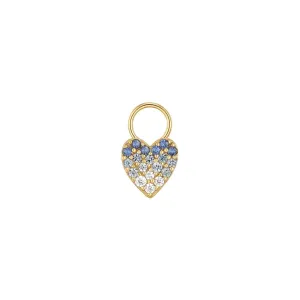 SOLID CZ HEART HOOP CHARM (BLUE OMBRE)