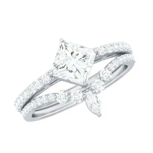 Solitaire Moissanite Designer Wedding Ring Set