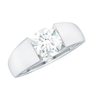 Solitaire Moissanite Engagement Ring in Tension Mount Setting