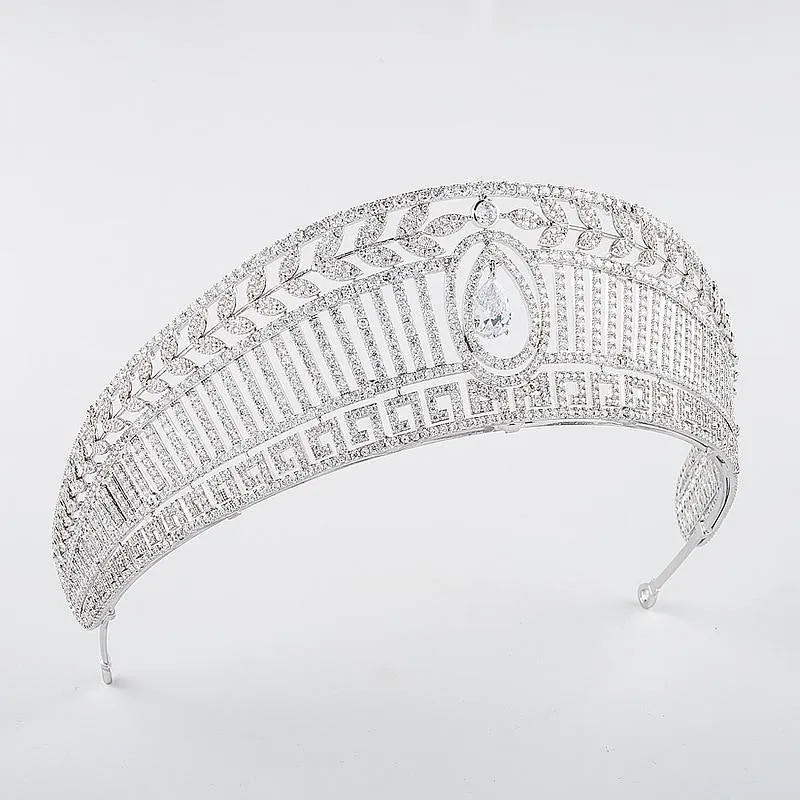 Spanish Royal Queen Princess Cubic Tiaras Wedding Crown