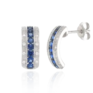 Sparkling Luscious Sapphire Curved Drop Earrings