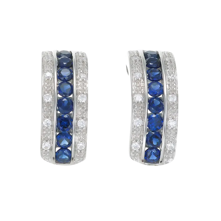 Sparkling Luscious Sapphire Curved Drop Earrings