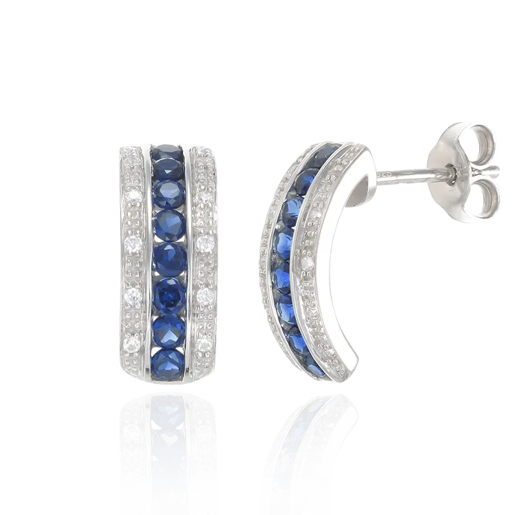 Sparkling Luscious Sapphire Curved Drop Earrings