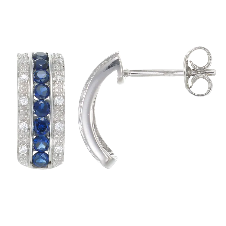 Sparkling Luscious Sapphire Curved Drop Earrings