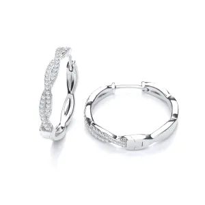 Sterling Silver Entwined Hoop CZ Earrings