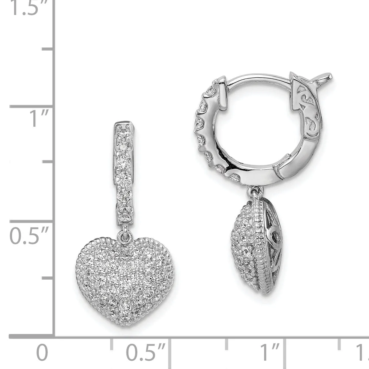 Sterling Silver Hoop Heart Earrings