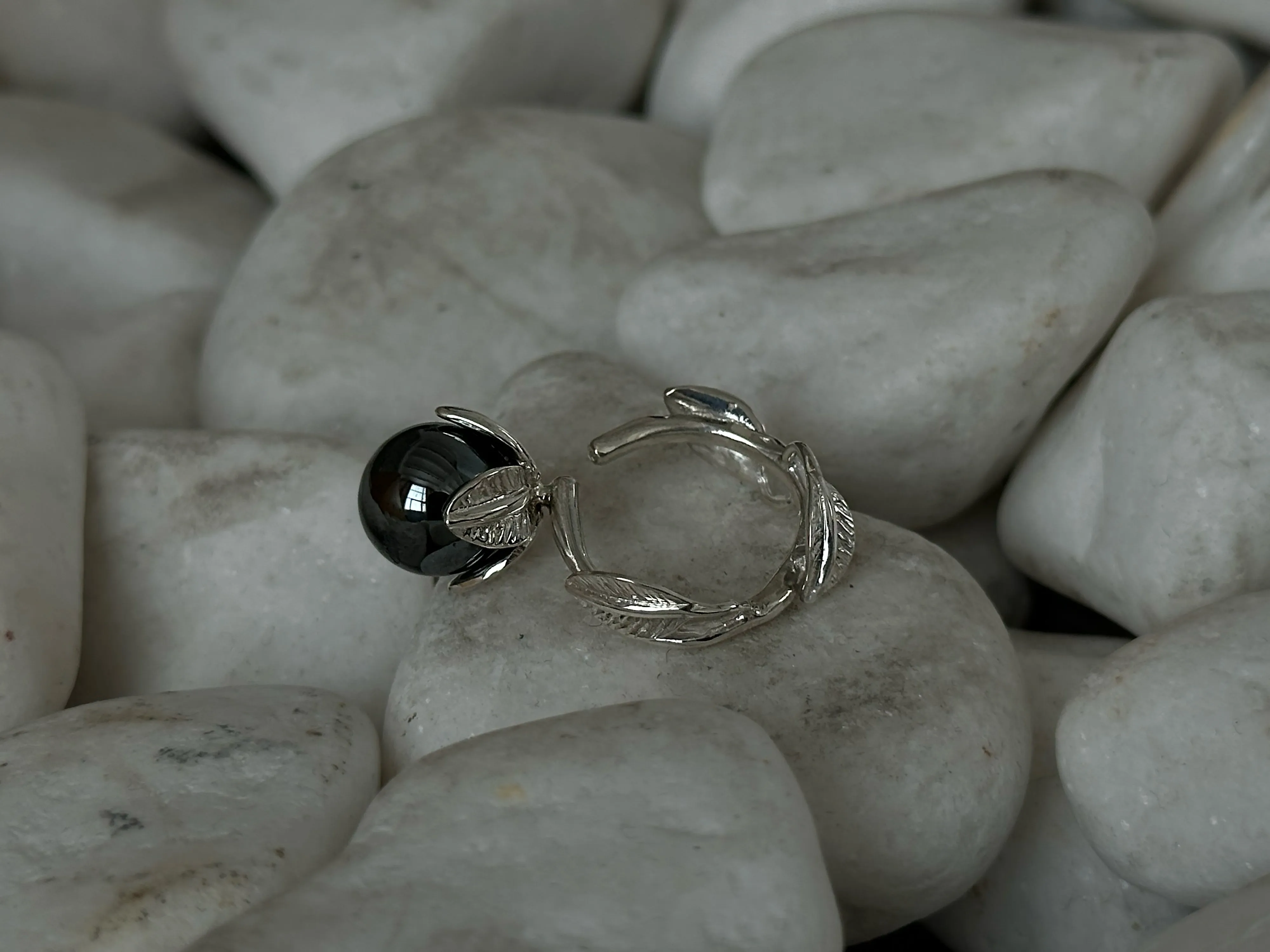 Sterling silver ring "Kaya" with  hematite