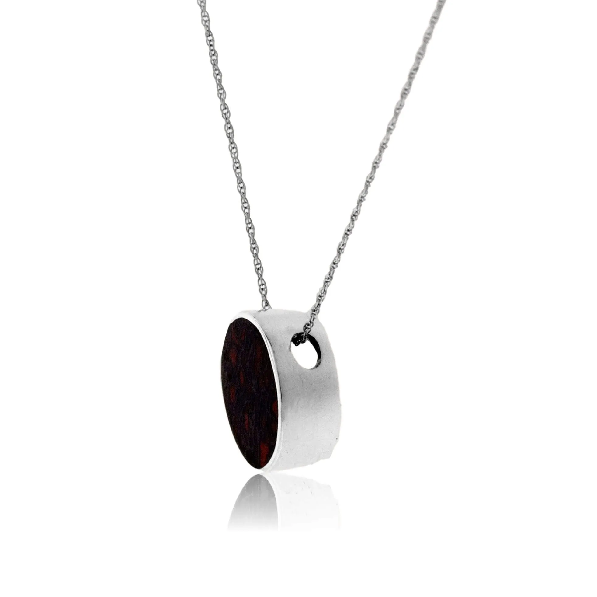 Sterling Silver Round Inlay Flush Style Pendant