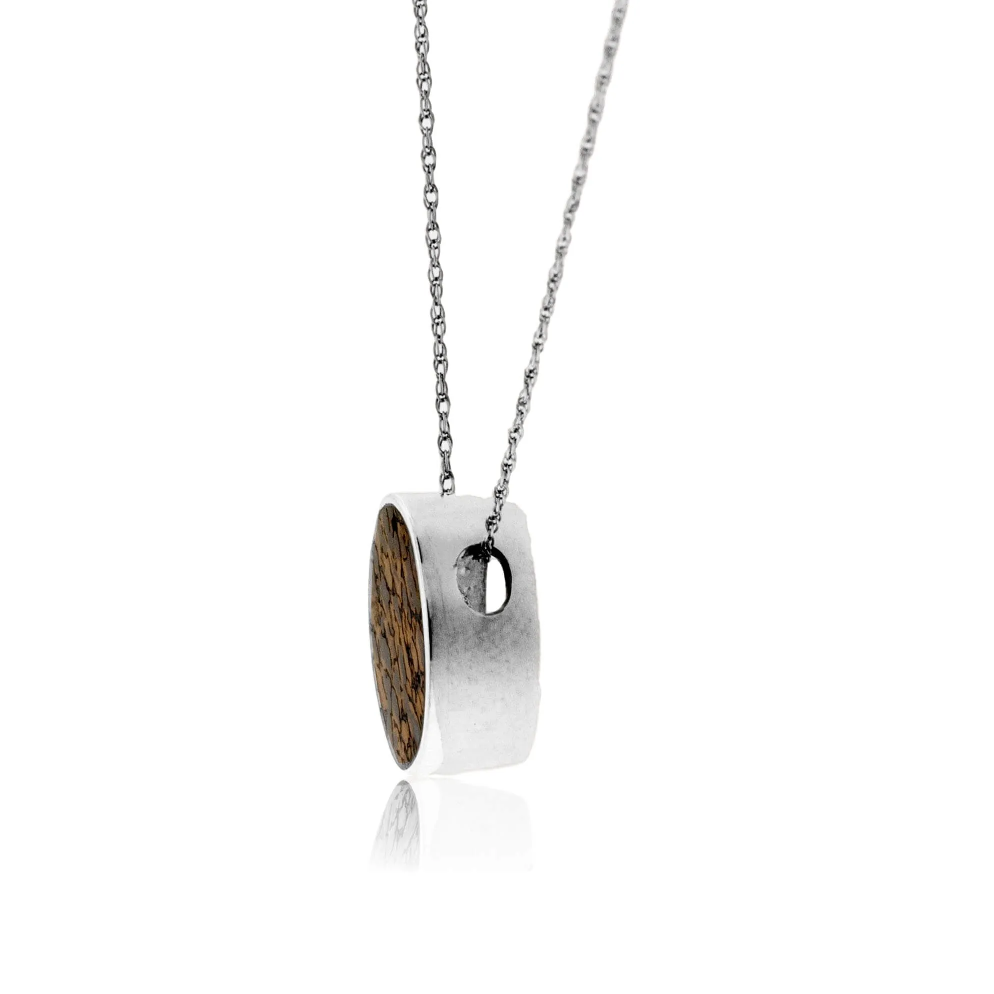 Sterling Silver Round Inlay Flush Style Pendant