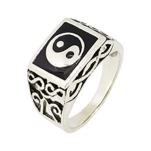 Sterling Silver Yin Yang Symbol Ring For Men And Women