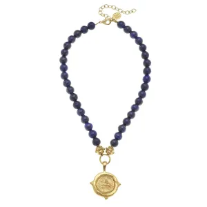 Susan Shaw Equestrian Intaglio Stone Necklace - Blue Lapis