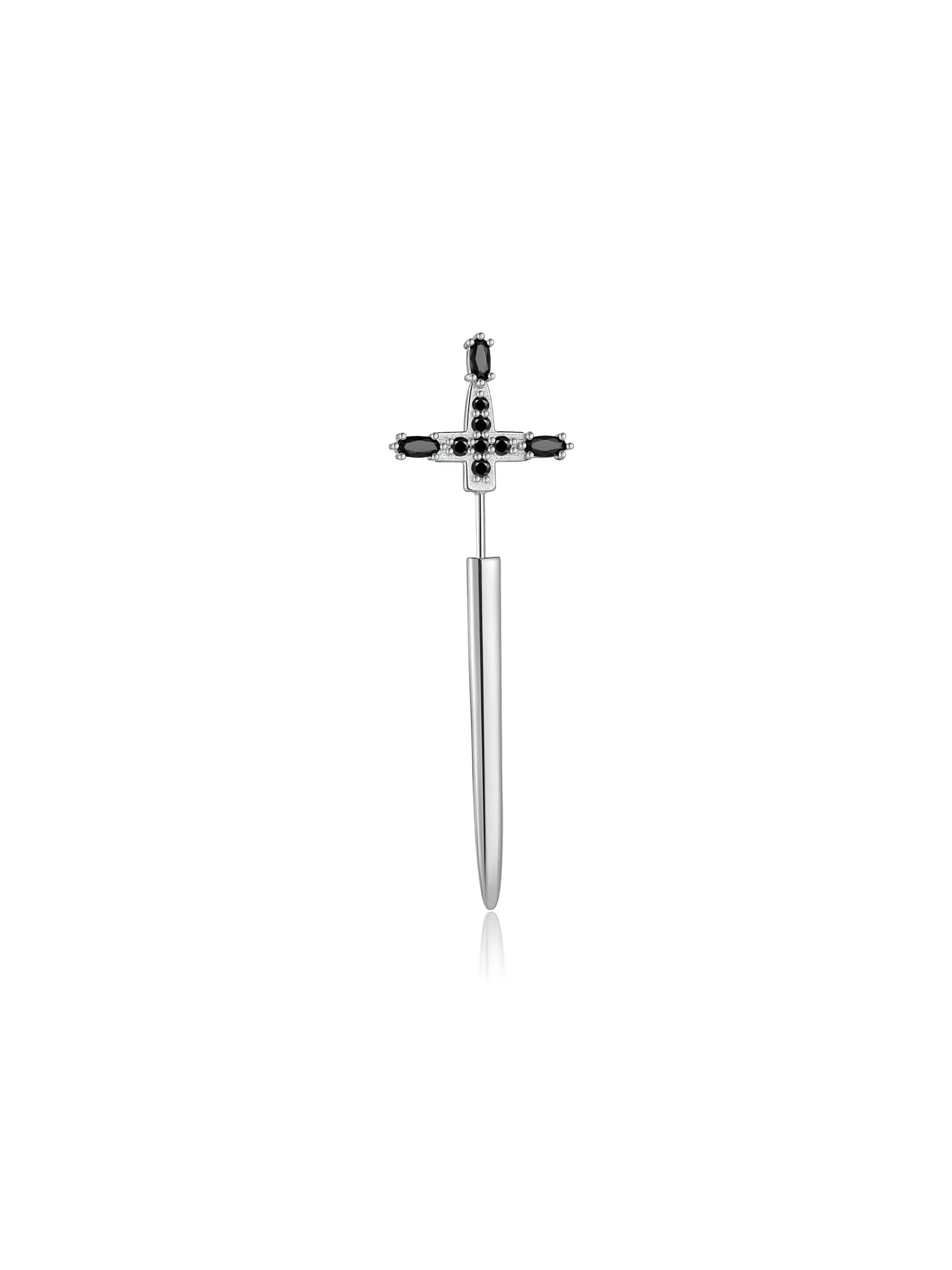 Sword Earrings Double Sided Studs Hypoallergenic Luxury Sterling Silver 925 Waterproof Jewelry KESLEY