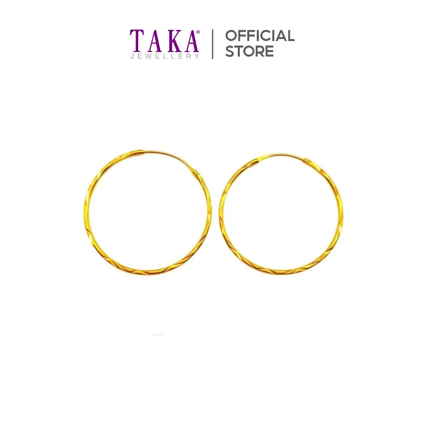 TAKA Jewellery 916 Gold Earrings Hoop Cutting