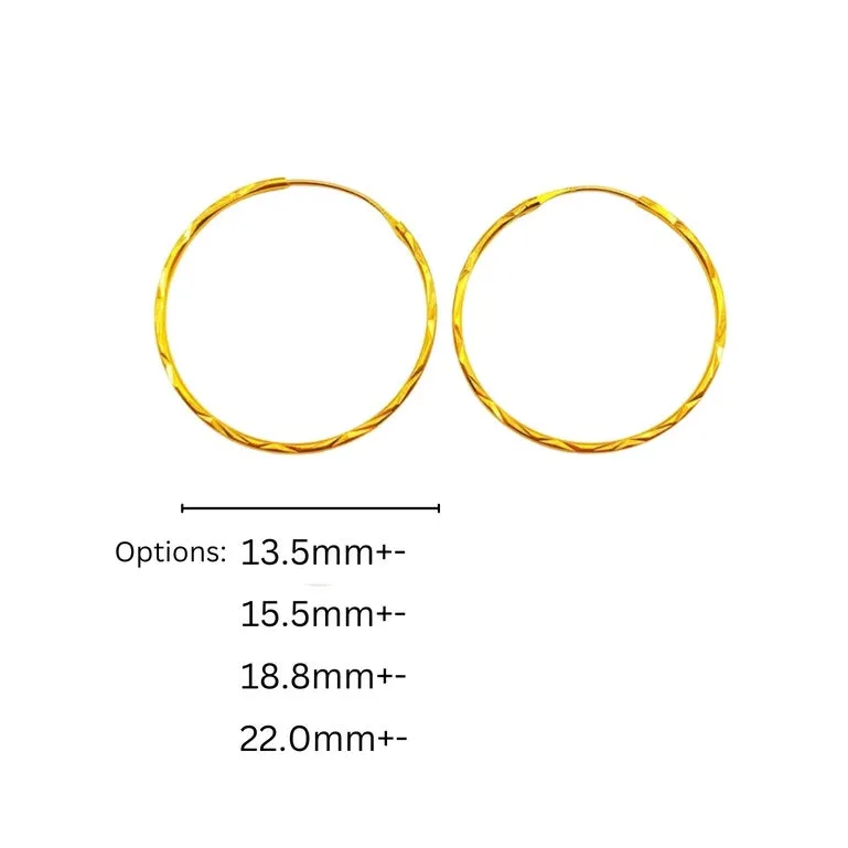 TAKA Jewellery 916 Gold Earrings Hoop Cutting