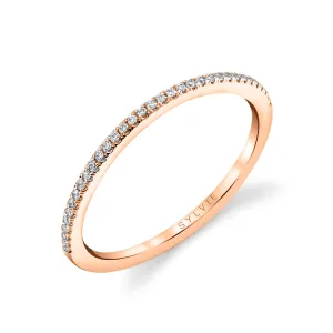 Thin Diamond Wedding Band 18k Gold Rose