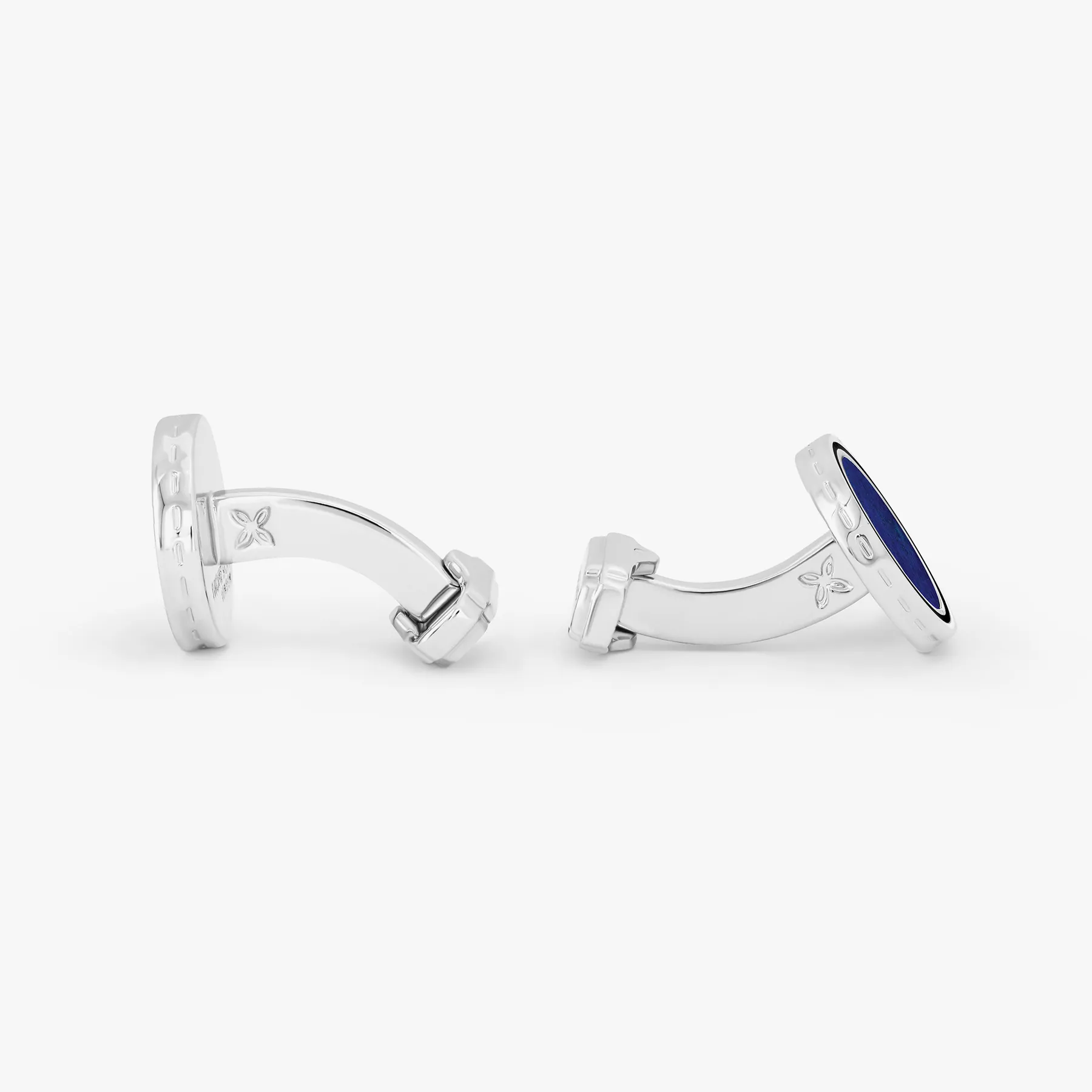 THOMPSON Tambor Cufflinks in White Bronze Plated with Blue Lapis