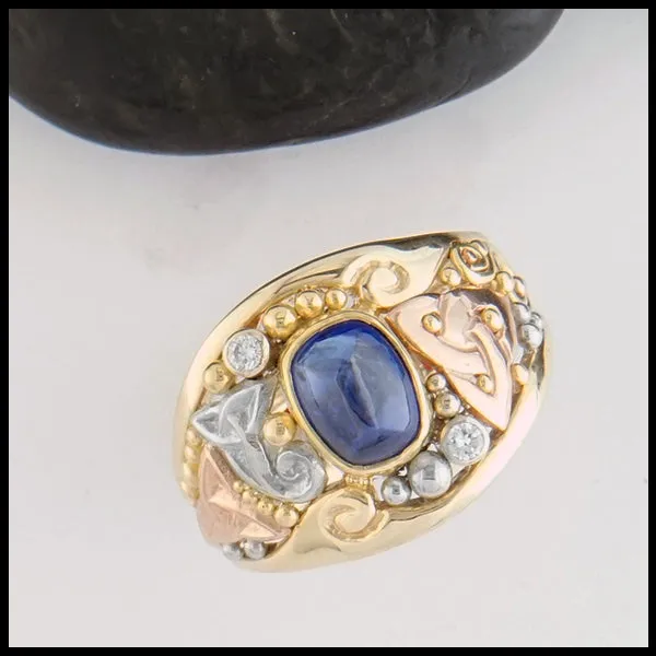 Trinity Knot Sapphire Cabochon Ring