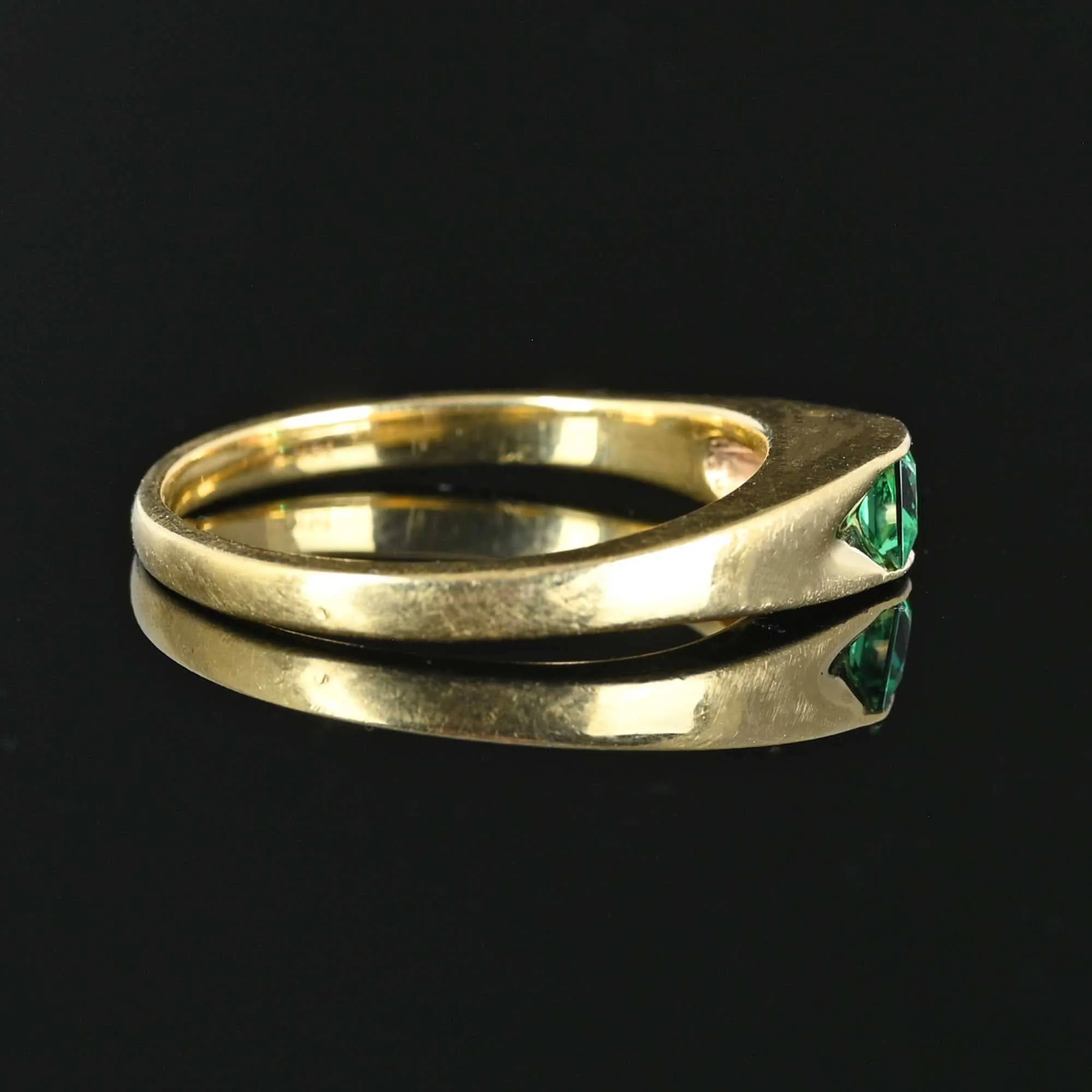 Vintage 14K Gold Princess Cut Emerald Ring