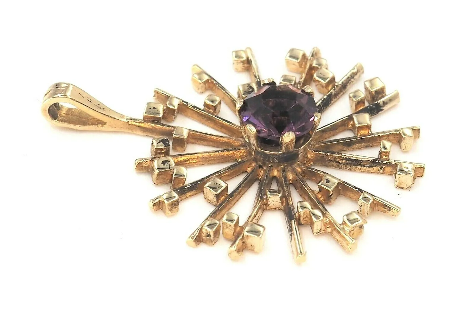 Vintage Art Deco Amethyst 9ct Yellow Gold Pendant