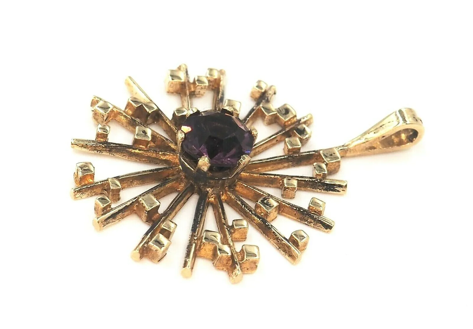 Vintage Art Deco Amethyst 9ct Yellow Gold Pendant