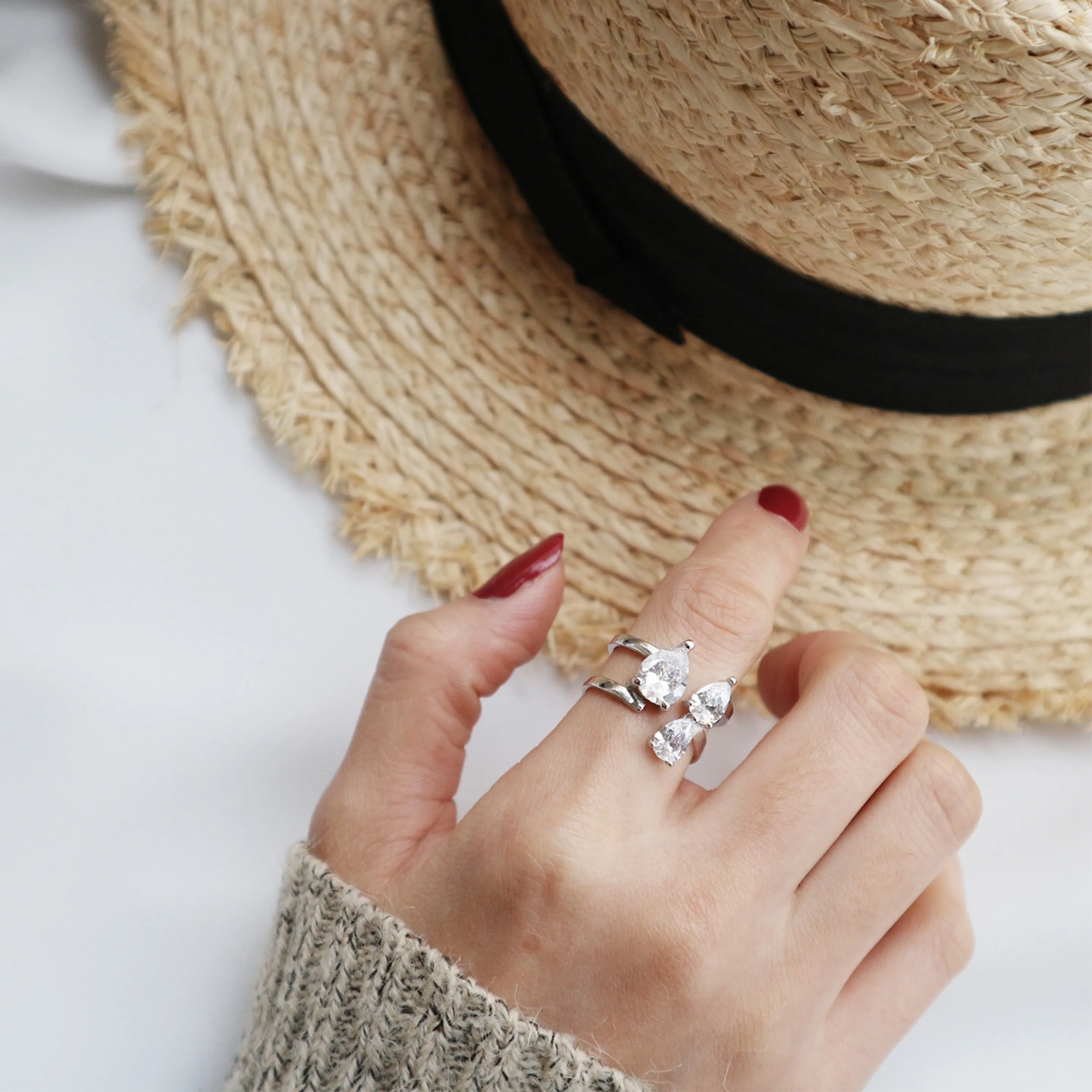 Waterdrop Zircon Ring | 925 Sterling Silver