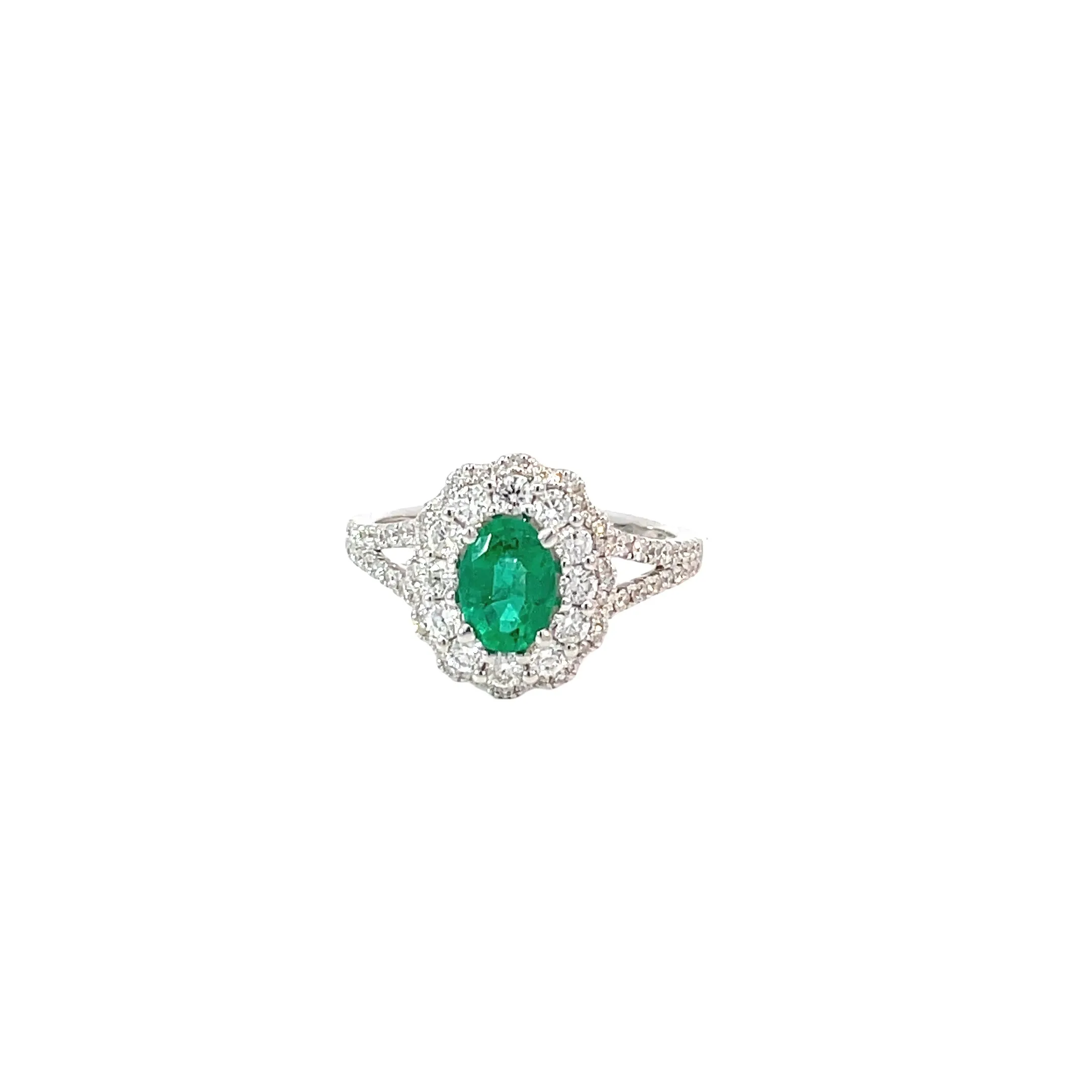 White Gold Diamond Emerald Ring