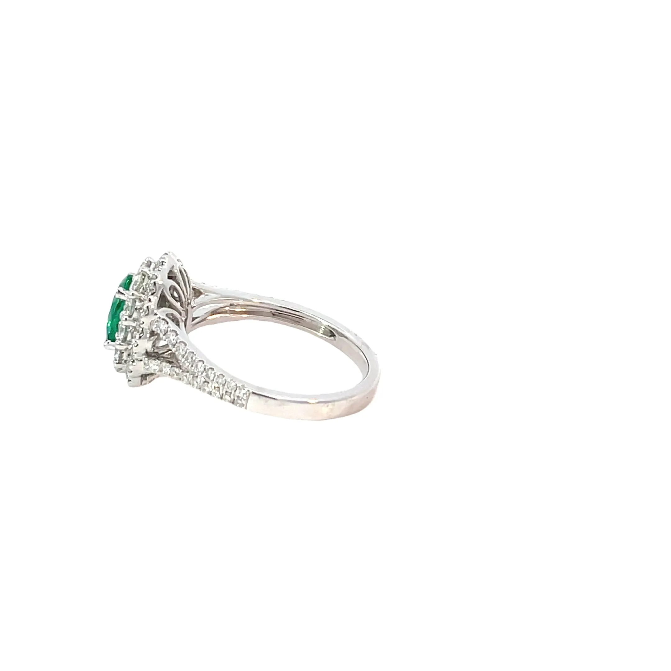 White Gold Diamond Emerald Ring