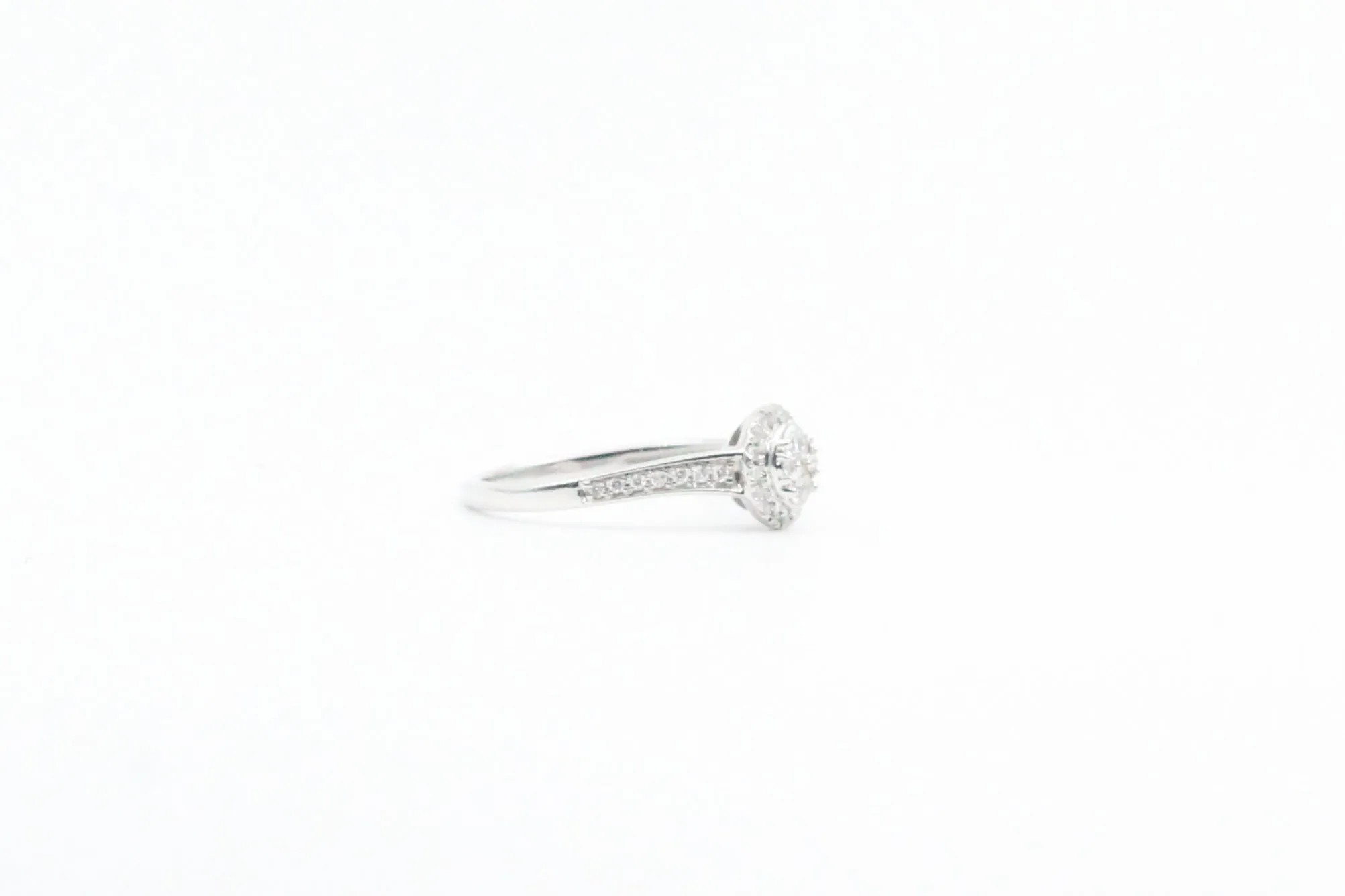 White Gold Oval Cluster Promise Ring