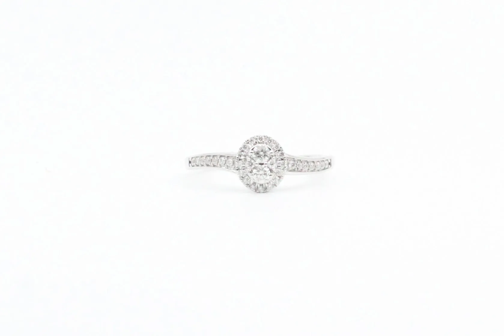 White Gold Oval Cluster Promise Ring