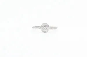 White Gold Oval Cluster Promise Ring