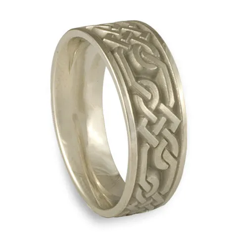 Wide Lattice Wedding Ring in 14K White Gold