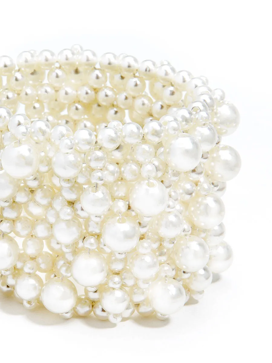 Zenzii Pearl Cluster Statement Cuff Bracelet