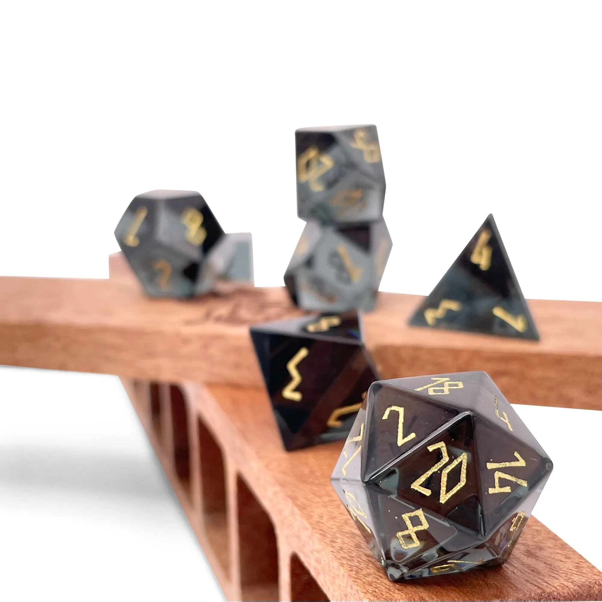 Zircon Glass Smoke - 7 Piece RPG Set Zircon Glass Dice