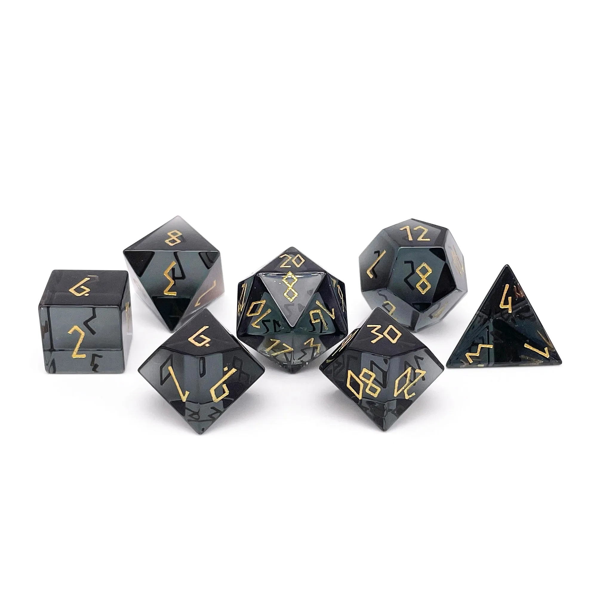 Zircon Glass Smoke - 7 Piece RPG Set Zircon Glass Dice