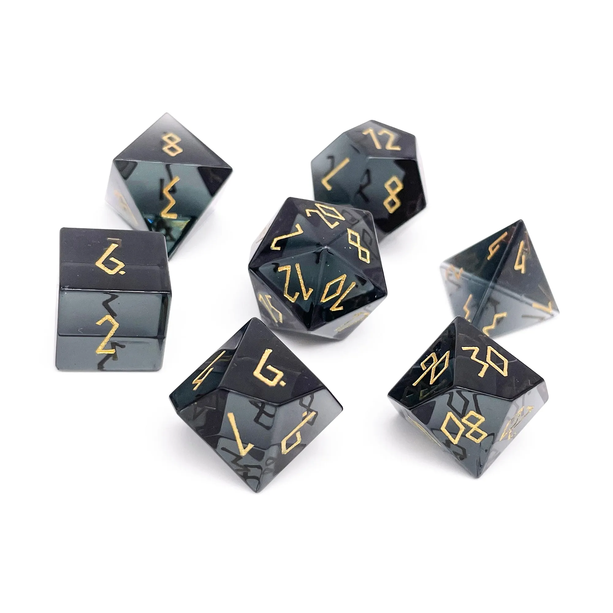 Zircon Glass Smoke - 7 Piece RPG Set Zircon Glass Dice